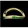 Image 2 : 0.60 ctw Emerald and Diamond Ring - 18KT Yellow Gold