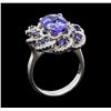 Image 4 : 3.36 ctw Tanzanite, Sapphire and Diamond Ring - 14KT White Gold