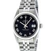 Image 8 : Rolex Mens Stainless Steel Black Roman Datejust Wristwatch