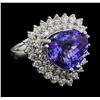 Image 1 : 10.76 ctw Tanzanite and Diamond Ring - 14KT White Gold