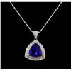 Image 1 : 14KT Two-Tone Gold 8.81 ctw Tanzanite and Diamond Pendant With Chain