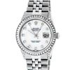 Image 1 : Rolex Mens Stainless Steel MOP Diamond Lugs Datejust Wristwatch