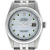 Image 2 : Rolex Mens 36mm Stainless Steel MOP Emerald String Diamond Datejust Wristwatch