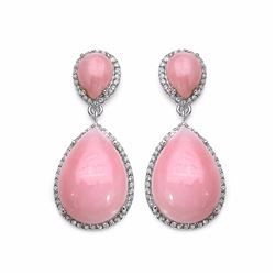 STERLING SILVER PINK OPAL DROP EARRING