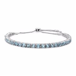 STERLING SILVER BLUE TOPAZ ADJUSTABLE TENNIS BRACELET