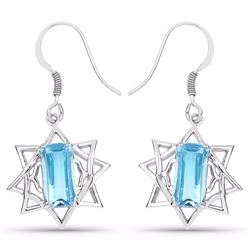 STERLING SILVER SWISS BLUE TOPAZ EARRING