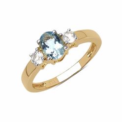 STERLING SILVER AQUAMARINE RING