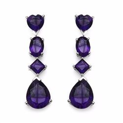 STERLING SILVER MULTI SHAPE BRAZILIAN AMETHYST DROP EARRING