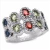 Image 1 : STERLING SILVER MULTI COLOR SAPPHIRE AND DIAMOND RING