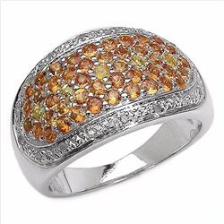STERLING SILVER ORANGE SAPPHIRE RING