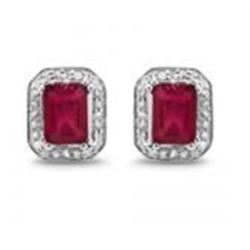 STERLING SILVER OCTAGON RUBY EARRINGS