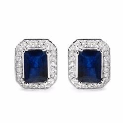 STERLING SILVER OCTAGON SAPPHIRE EARRINGS