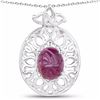 Image 1 : STERLING SILVER INDIAN RUBY CARVIN CABOCHON PENDNAT