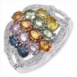 STERLING SILVER MULTI COLOR SAPPHIRE RING