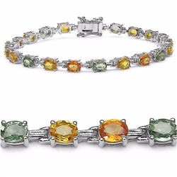 STERLING SILVER MULTI COLOR SAPPHIRE BRACELET