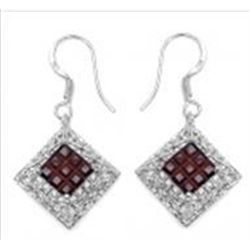 STERLING SILVER MOZAMBIQUE GARNET EARRING