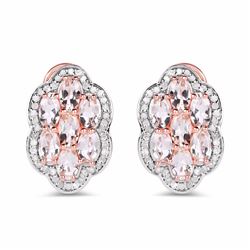 STERLING SILVER AND MORGANITE DIAMOND EARRING