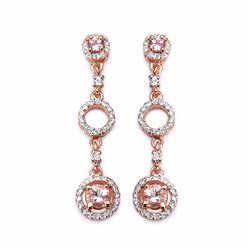 STERLING SILVER MORGANITE AND PINK TOURMALINE DROP EARRINGS