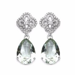 STERLING SILVER GREEN AMETHYST EARRING