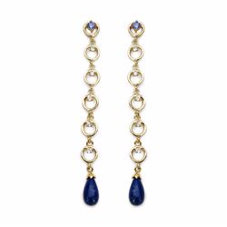 STERLING SILVER CABOCHON LAPIS AND TANZANITE DROP EARRING