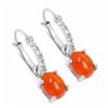 Image 1 : STERLING SILVER ORANGE CABOCHON OPAL EARRING