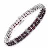 Image 1 : STERLING SILVER DOUBLE ROW GARNET BRACELET