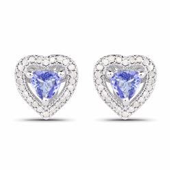 STERLING SILVER TANZANITE HEART EARRINGS