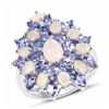 Image 1 : STERLING SILVE ETHIOPIAN OPAL AND TGANZANITE RING