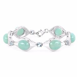 STERLING ISLVER AQUAMARINE CABOCHON BRACELET