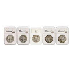 Lot of (5) Assorted Philadelphia Mint $1 Morgan Silver Dollar Coins NGC MS64