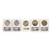 Image 2 : Lot of (5) Assorted Philadelphia Mint $1 Morgan Silver Dollar Coins NGC MS64