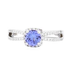 18KT White Gold 0.66ct Tanzanite and Diamond Ring