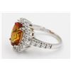 Image 3 : 14KT White Gold 4.25ctw Oval Cut Citrine and Diamond Engagement Ring