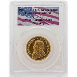 WTC Ground Zero Recovery 1980 1/2 oz. Krugerrand Gold Coin PCGS Gem Uncirculated