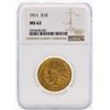 Image 1 : 1911 $10 Indian Head Eagle Gold Coin NGC MS62