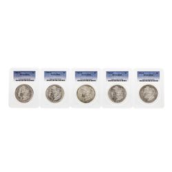 Lot of (5) Assorted New Orleans Mint $1 Morgan Silver Dollar Coins PCGS MS63