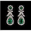 Image 1 : 14KT White Gold 3.82ctw. Emerald and Diamond Dangle Earrings