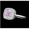 Image 2 : 14KT White Gold Ladies 0.50ctw Diamond and Pink Sapphire Ring