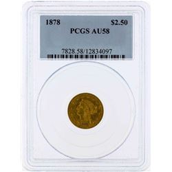 1878 $2 1/2 Liberty Head Quarter Eagle Gold Coin PCGS AU58