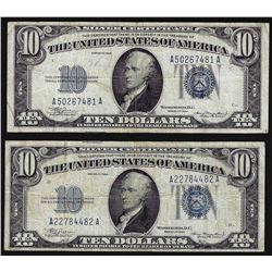 Lot of (2) 1934 $10 Silver Certificate Notes