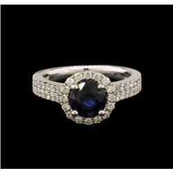 14KT White Gold 1.78ct Blue Sapphire and Diamond Ring