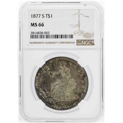 1877-S $1 Seated Liberty Trade Silver Dollar Coin NGC MS66