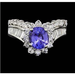 14KT White Gold 1.55ct Tanzanite and Diamond Ring