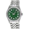 Image 2 : Rolex Mens 36mm Stainless Steel Green String Diamond Datejust Wristwatch