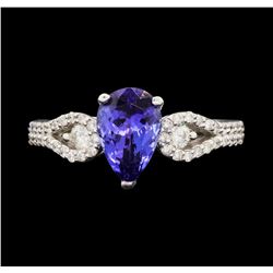 18KT White Gold 1.68ct Tanzanite and Diamond Ring