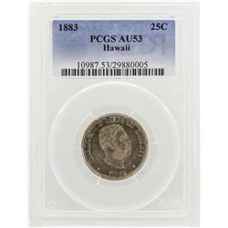 1883 Kingdom of Hawaii Quarter Coin PCGS AU53