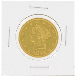 1847 No Motto $10 Liberty Head Eagle Gold Coin