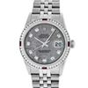 Image 1 : Rolex Mens Stainless Steel Meteorite Diamond & Ruby Datejust Wristwatch