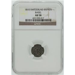 1810 Switzerland Rappen Basel Coin NGC AU58