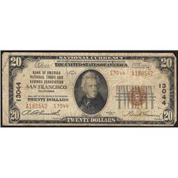 1929 $20 San Francisco CA National Currency Note CH# 13044